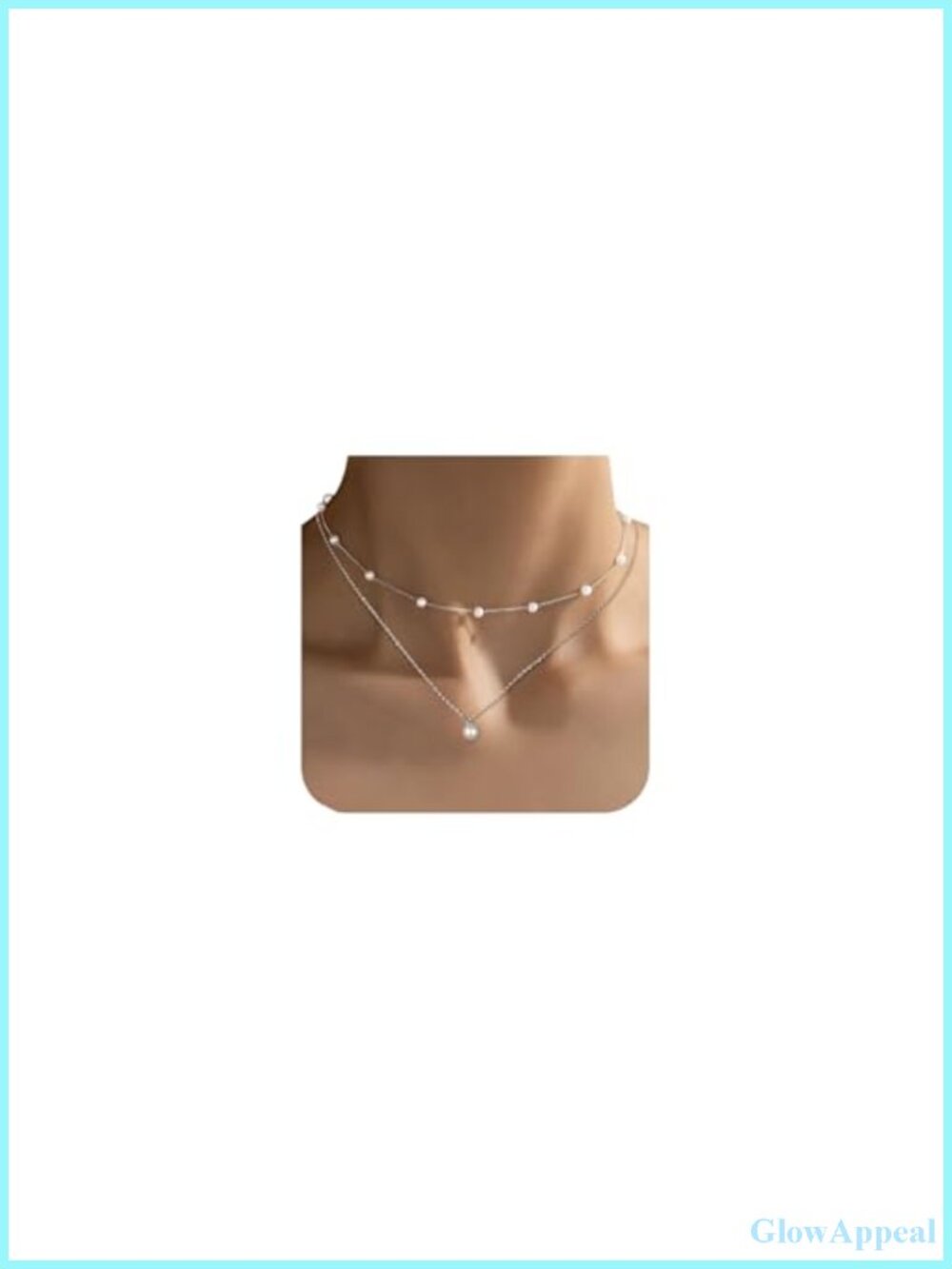Layered Pearl Necklace Set Silver Plated Stainless Steel Choker